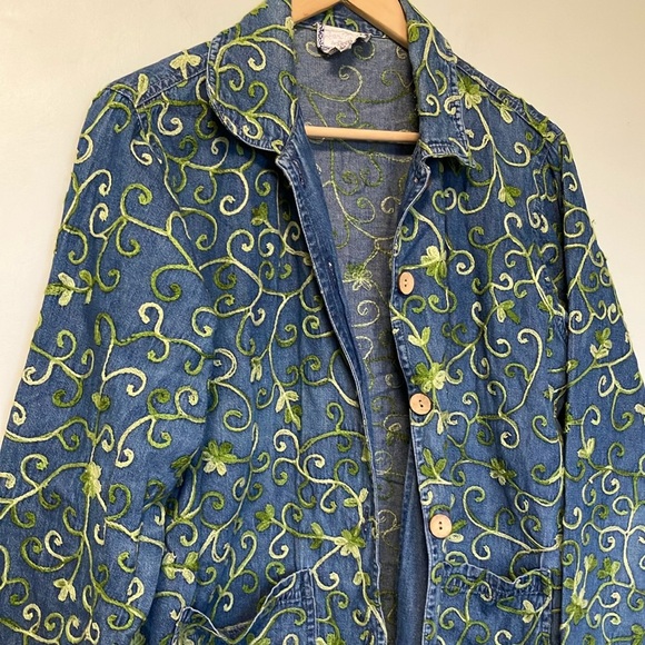 April Cornell Embroidered Denim Jacket S/M - Picture 2 of 5